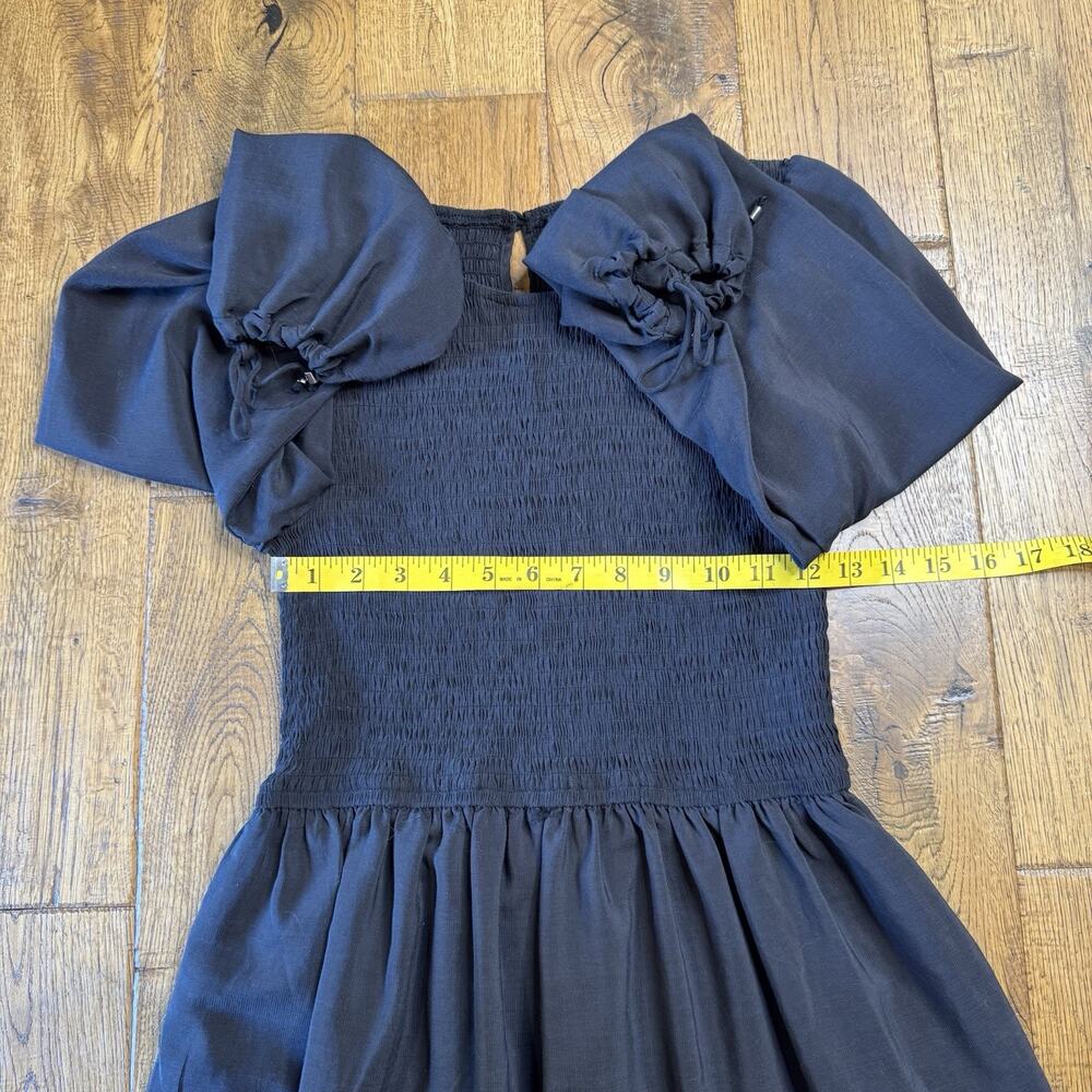 ZESICA Womens Tie Bubble Long Sleeve Smocked Tiered Dress Sz Small Black - Picture 4 of 6